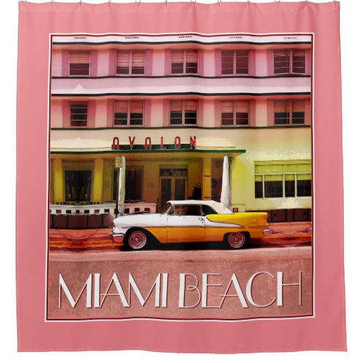 アールデコ地区の南ビーチマイアミ シャワーカーテン (正面)