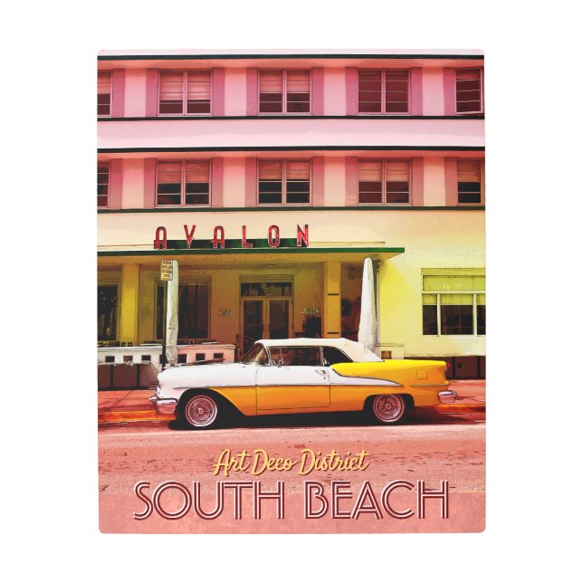 アールデコ地区，マイアミ，フロリダ メタルプリント (正面)