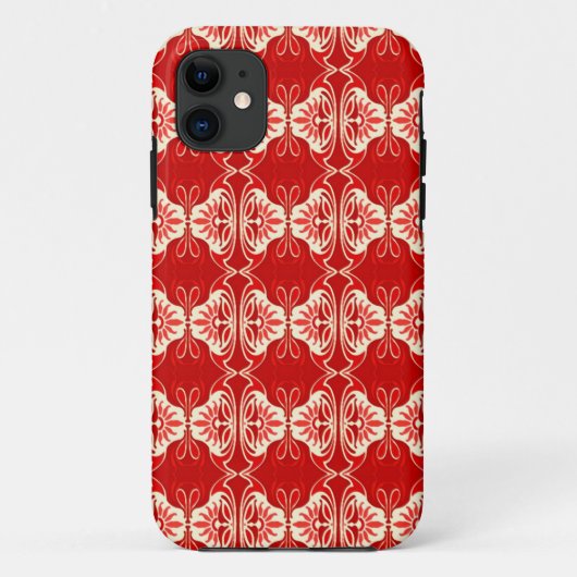 アールデコ壁紙パターン赤と白- Case-Mate iPhoneケース (裏面)
