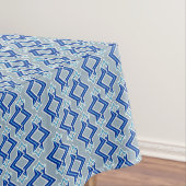 アールデコ壁紙パターン，グレー/グレーと青 テーブルクロス (インサイチュ)