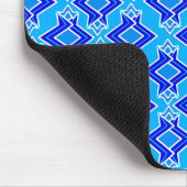 アールデコ壁紙パターン、セルリアンブルー マウスパッド (コーナー)