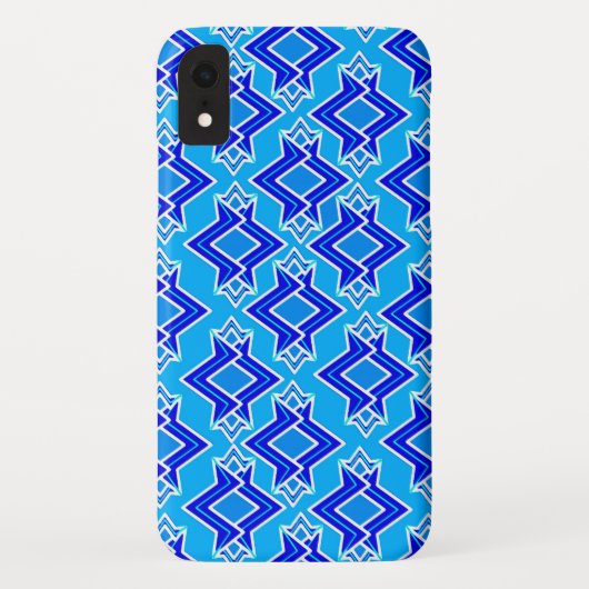 アールデコ壁紙パターン、セルリアンブルー Case-Mate iPhoneケース (裏面)