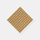 アールデコ壁紙パターン、タンおよびブラウン スタンダードカクテルナプキン (角)