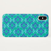 アールデコ壁紙パターン、ターコイズ及びコバルト Case-Mate iPhoneケース (裏面(横))