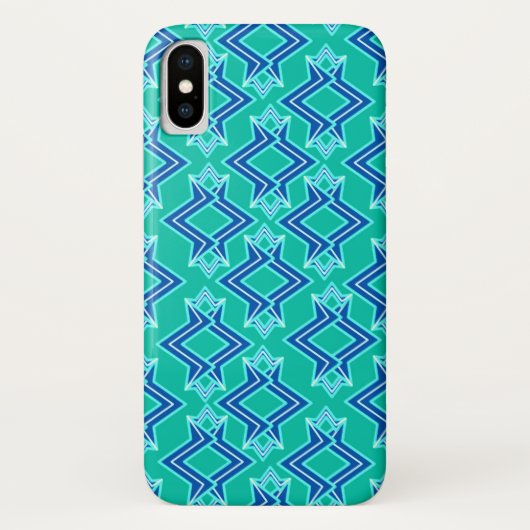 アールデコ壁紙パターン、ターコイズ及びコバルト Case-Mate iPhoneケース (裏面)