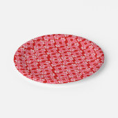 アールデコ壁紙パターン、濃い赤とピンク ペーパープレート (アングル)