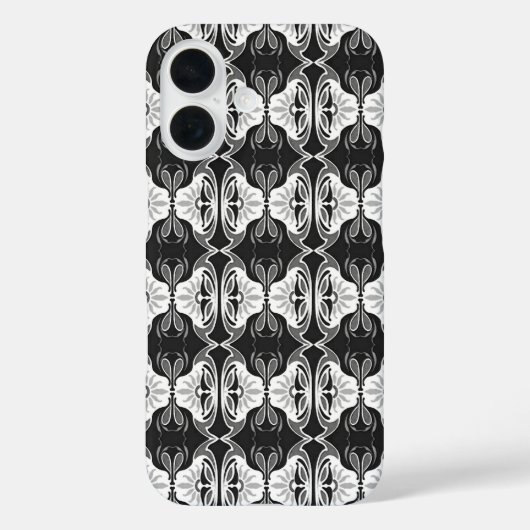 アールデコ壁紙パターン – 白黒 Case-Mate iPhoneケース (裏面)