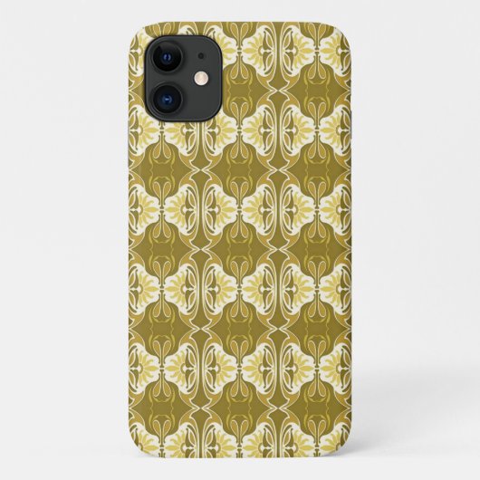 アールデコ壁紙パターン – 金ゴールドと白 Case-Mate iPhoneケース (裏面)