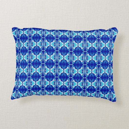 アールデコ壁紙パターン – cobalt blue and white アクセントクッション (裏面)