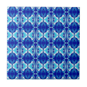 アールデコ壁紙パターン – cobalt blue and white タイル
