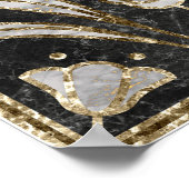 アールデコ大理石タイルフローラ。ブルーベル花 ポスター (角)