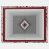 アールデコ大理石デザイン；濃い赤 フリースブランケット (正面(横))