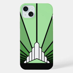 アールデコ太陽の緑 iPhone 15 PLUSケース