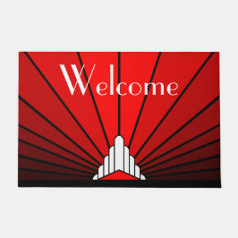 アールデコ太陽の赤 ドアマット