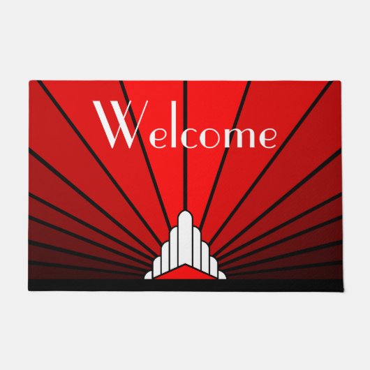 アールデコ太陽の赤 ドアマット (正面)