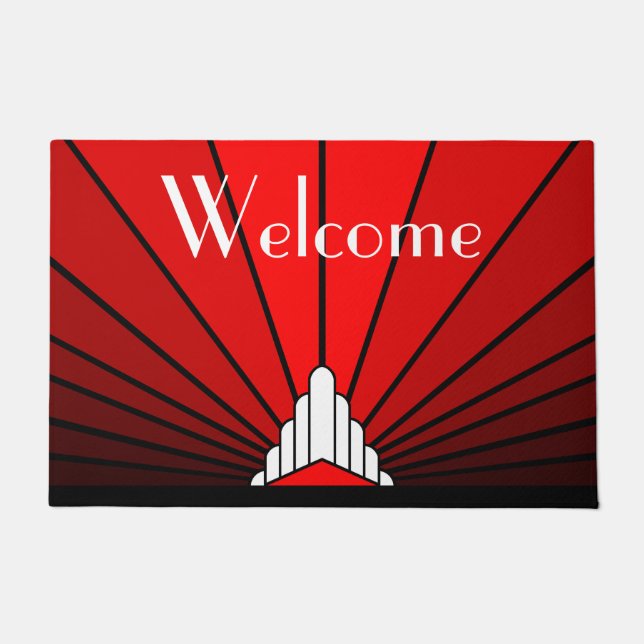 アールデコ太陽の赤 ドアマット (正面)