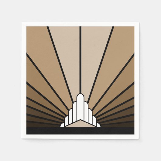 アールデコ太陽の黄褐色 スタンダードカクテルナプキン (正面)