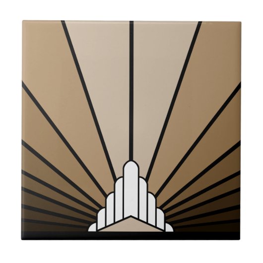 アールデコ太陽の黄褐色 タイル (正面)