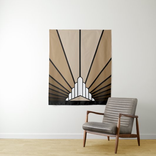 アールデコ太陽の黄褐色 タペストリー (インサイチュ)