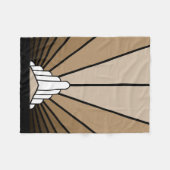 アールデコ太陽の黄褐色 フリースブランケット (正面(横))