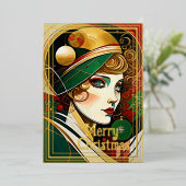 アールデコ女のクリスマス 箔シーズンカード (立ち正面)