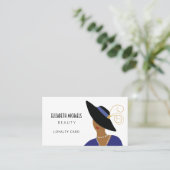 アールデコ女性の帽子美しいまたは化粧品マーケティング ロイヤリティカード (スタンド正面)