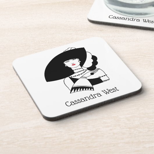 アールデコ女性ビッグハットグローブRL コースター (左側)