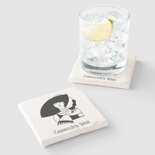 アールデコ女性ビッグハットグローブRL ストーンコースター (横)