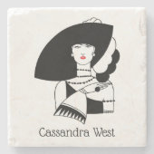 アールデコ女性ビッグハットグローブRL ストーンコースター (正面)