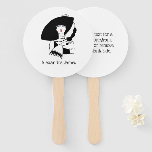 アールデコ女性ビッグハットグローブRL ハンドファン (正面&裏面)