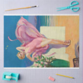 アールデコ女性ビーチ作品 薄葉紙 (クラフト)