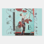 アールデコ女性美しいファッション ラッピングペーパーシート (正面)