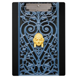 アールデコ女性頭部ハート鍛錬鉄製クリップボード クリップボード