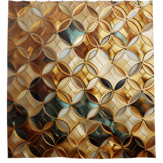 「アールデコ威厳のあるの人魚はかりで測」 シャワーカーテン (正面)