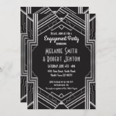 アールデコ婚約シルバー·ギャツビー1920年のカップル 招待状 (正面/裏面)