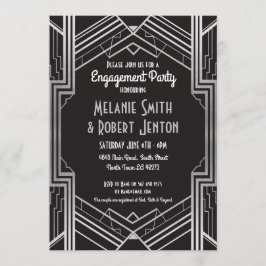 アールデコ婚約シルバー·ギャツビー1920年のカップル 招待状