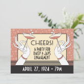 アールデコ婚約パーティシャワー招待状HZ 招待状 (スタンド正面)