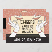 アールデコ婚約パーティシャワー招待状HZ 招待状 (正面/裏面)