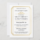 アールデコ婚約パーティ招待状金ゴールド 招待状 (正面)