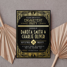 アールデコ婚約パーティ箔招待状 箔招待状