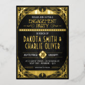 アールデコ婚約パーティ箔招待状 箔招待状 (正面)