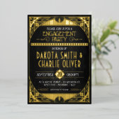 アールデコ婚約パーティ箔招待状 箔招待状 (立ち正面)