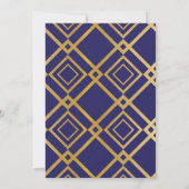 アールデコ婚約招待状招待状海軍金ゴールド 招待状 (裏面)