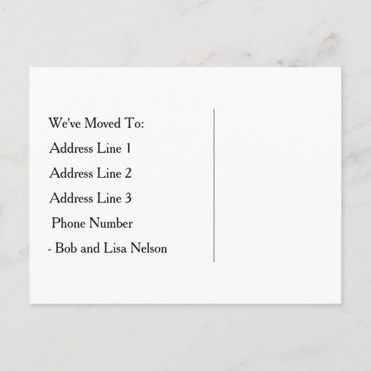 アールデコ孔雀の住所の白黒 案内ポストカード (裏面)