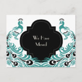 アールデコ孔雀の住所の白黒 案内ポストカード (正面)