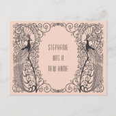 アールデコ孔雀の新しいアドレスの移動 案内ポストカード (正面)