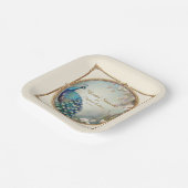 アールデコ孔雀エレガント羽花の木 ペーパープレート (傾斜あり)