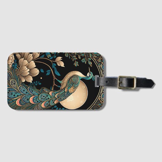 アールデコ孔雀 ラゲッジタグ (正面横)