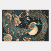 アールデコ孔雀 ラッピングペーパーシート (正面)
