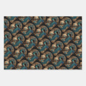 アールデコ孔雀 ラッピングペーパーシート (正面3)